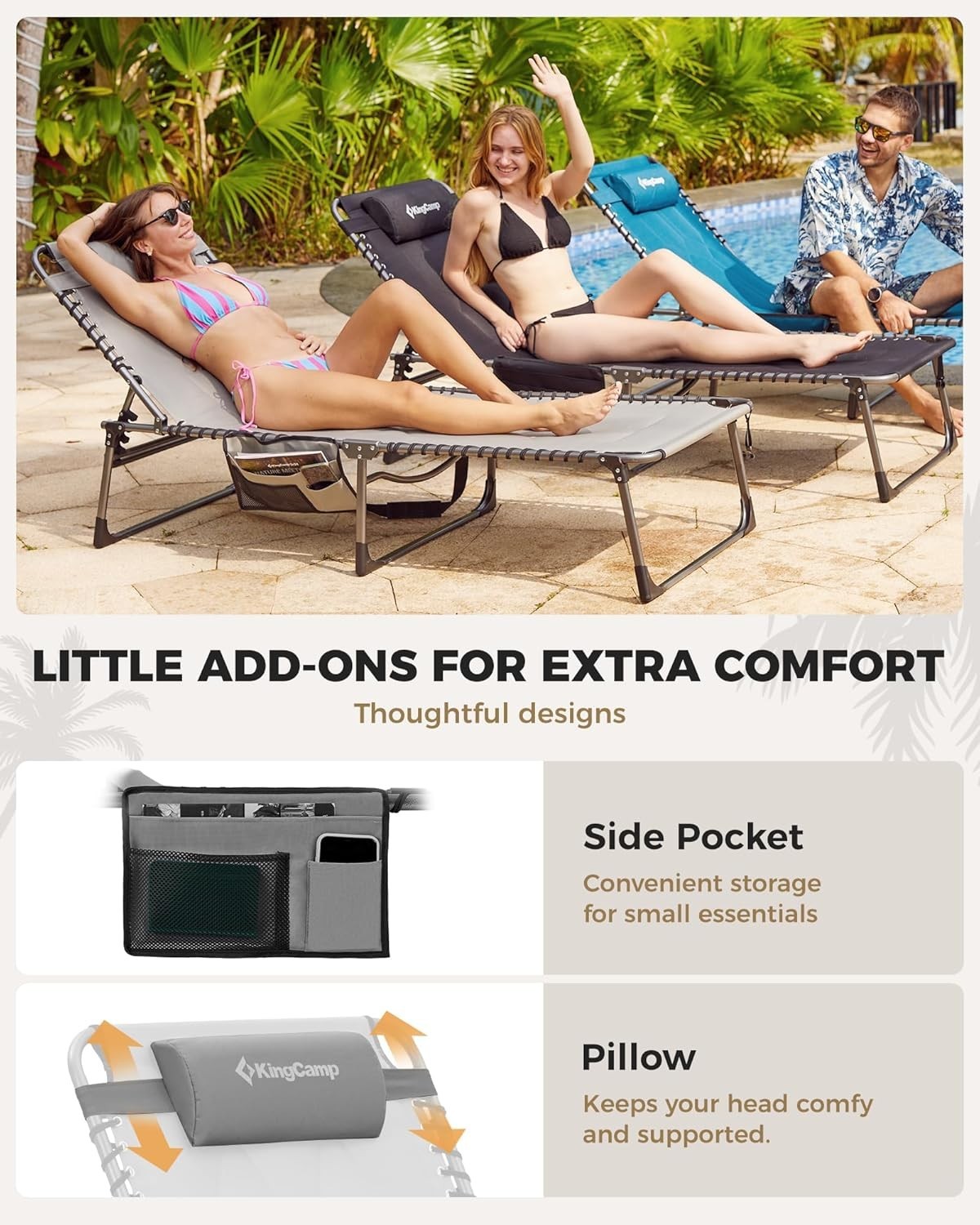 Folding XL Sun Lounger Recliner Chair Padded 200kg Garden Bed Heavy Duty