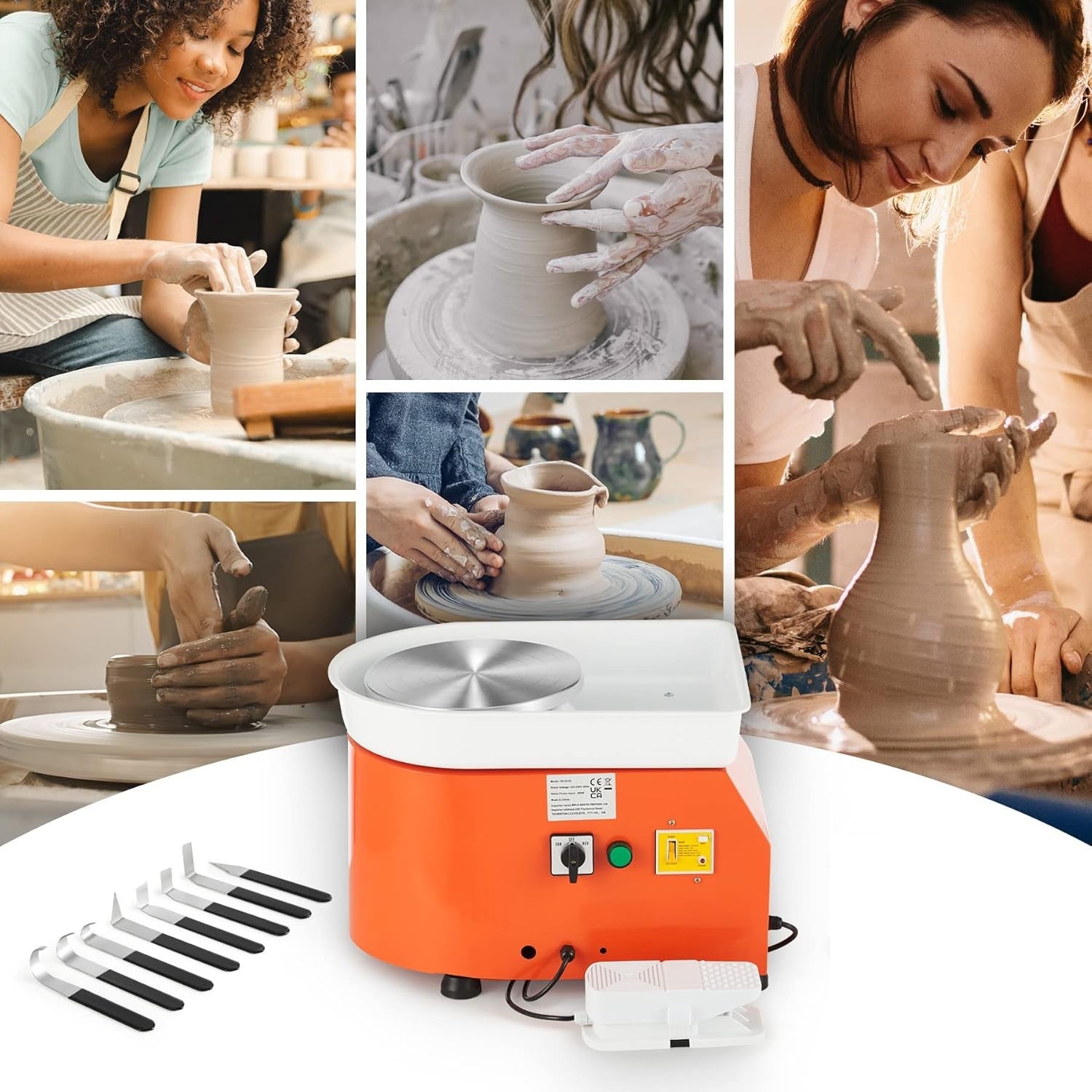 350W Electric Pottery Wheel 25cm Foot Pedal DIY Clay Machine