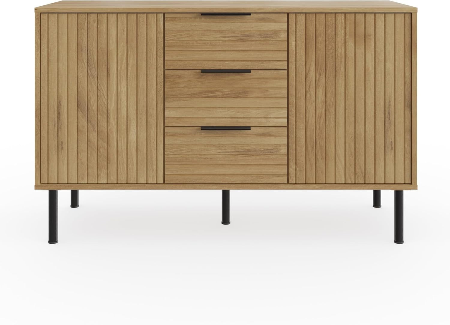 Oak Sideboard Cabinet with 2 Doors 3 Drawers Modern Storage for Living Room