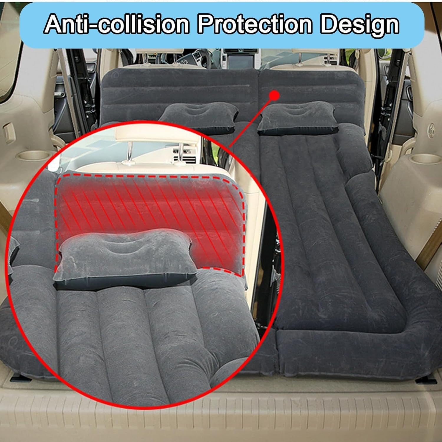 Large SUV Truck Inflatable Car Mattress 175×135×15CM with Pump