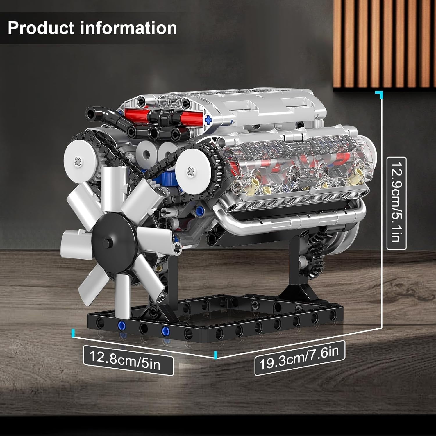 V8 Engine Model Building Blocks Kit 535 pcs | Functional Motor & Realistic Desig