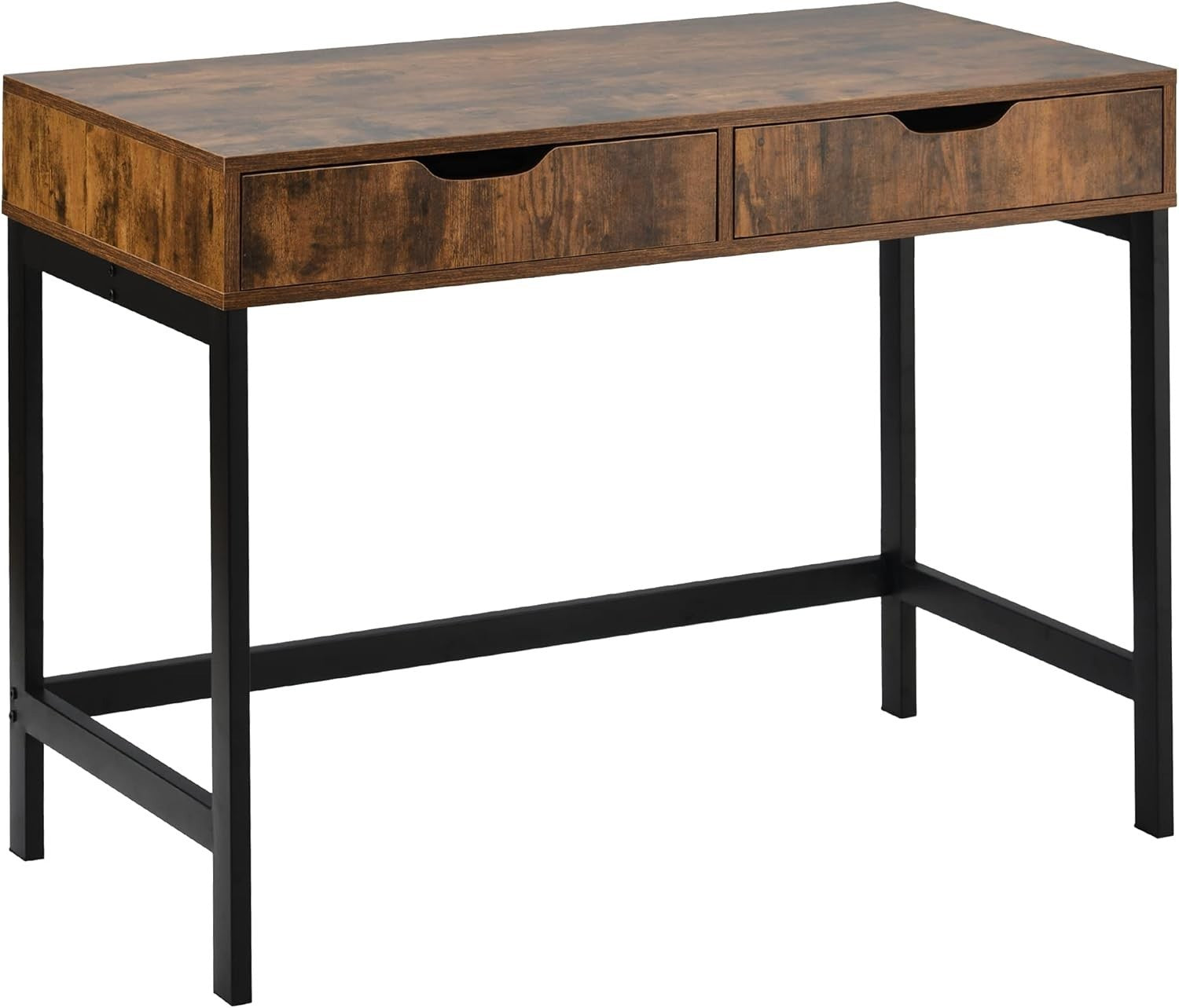 Rustic Brown Black Computer Desk Home Office Workstation Kids Dressing Table 2 D