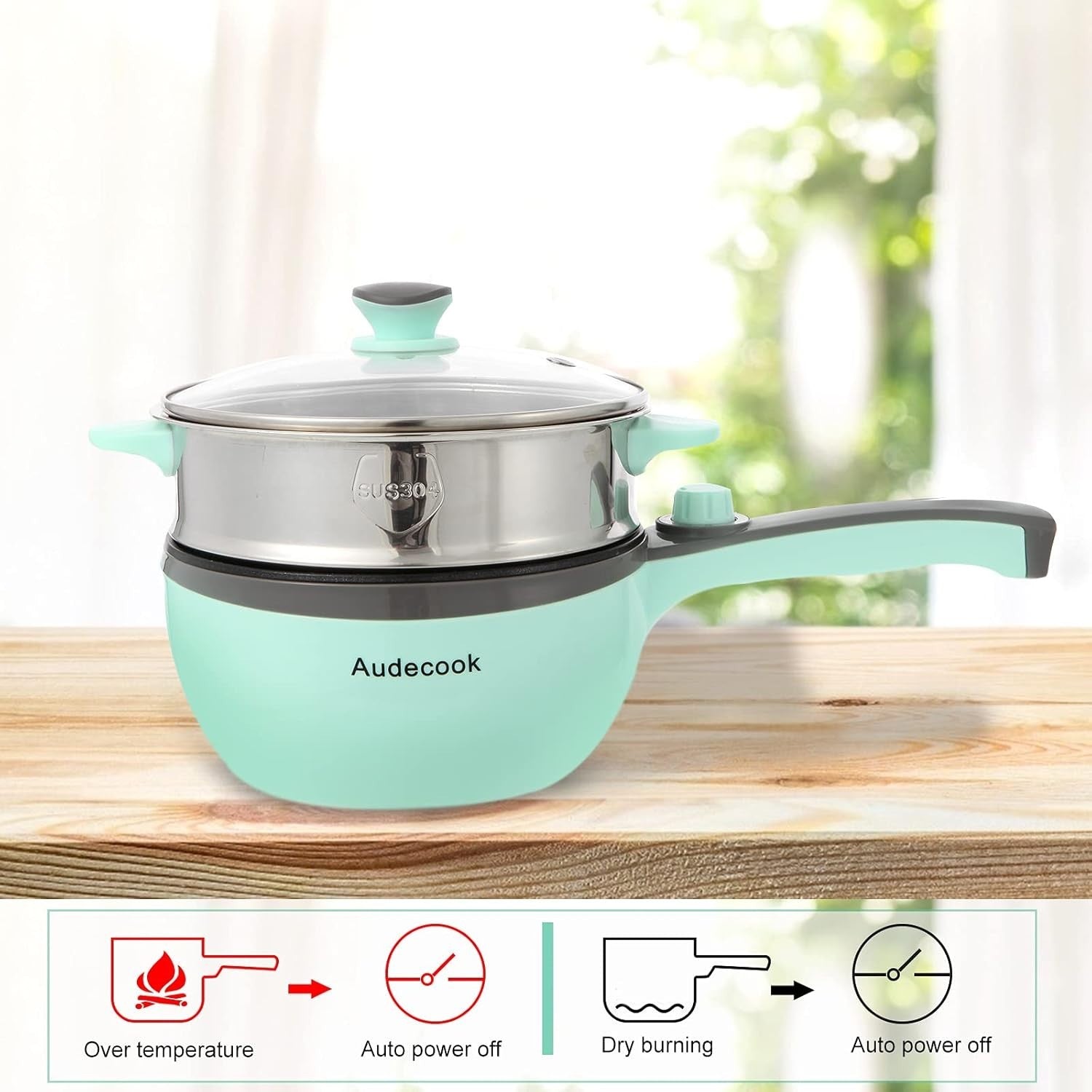 Electric Mini Hot Pot & Skillet with Steamer | Nonstick Multifunction Cooker