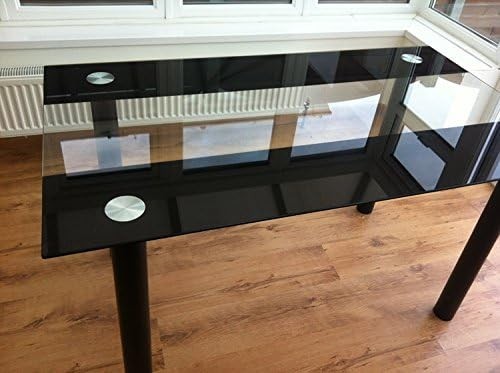 Rectangular Black & Clear Glass Dining Table Tempered Glass Table Only