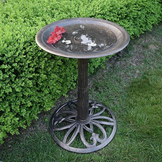 Antique Bronze Metal Bird Bath – Elegant Outdoor Garden Water Feature