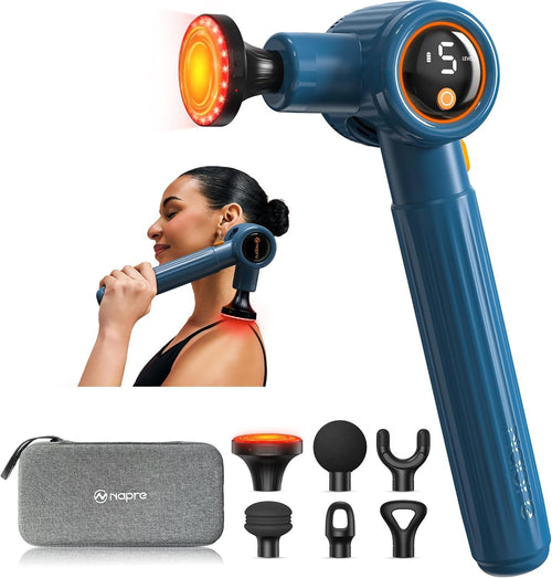 Heated Massage Gun Deep Tissue Percussion Long Handle Red Light Therapy