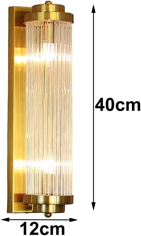 Luxury Brass Gold Crystal Wall Sconce Light 40cm Dimmable Elegant Lamp
