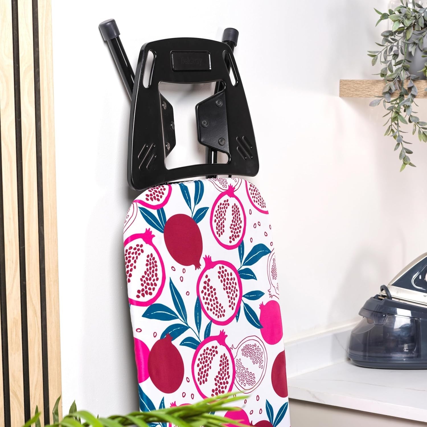 Adjustable Folding Ironing Board 122x38cm Heat Reflective Red Pattern
