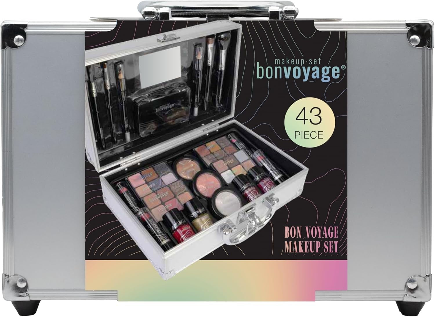 All In One Makeup Kit Train Case Lipstick Eyeshadow Nail Set