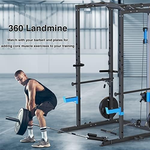 Multi-Function Power Rack Black with Pull Up Bar & Cable Pulley System