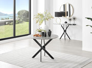 Round Concrete Dining Table 100cm Black Legs Modern Compact 2–4 Seater