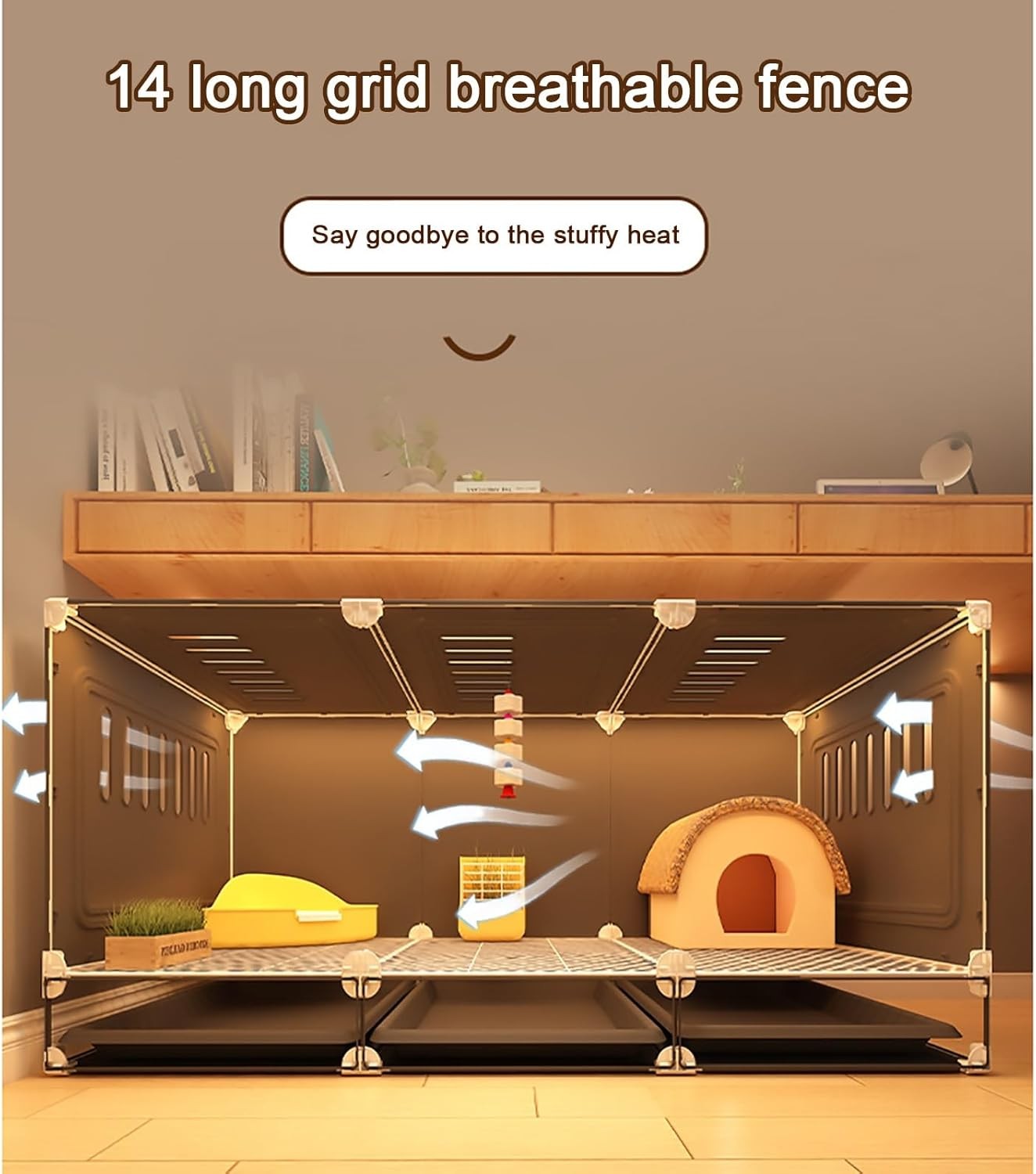 Indoor Rabbit Hutch Transparent Cage Sliding Door Easy Clean Tray
