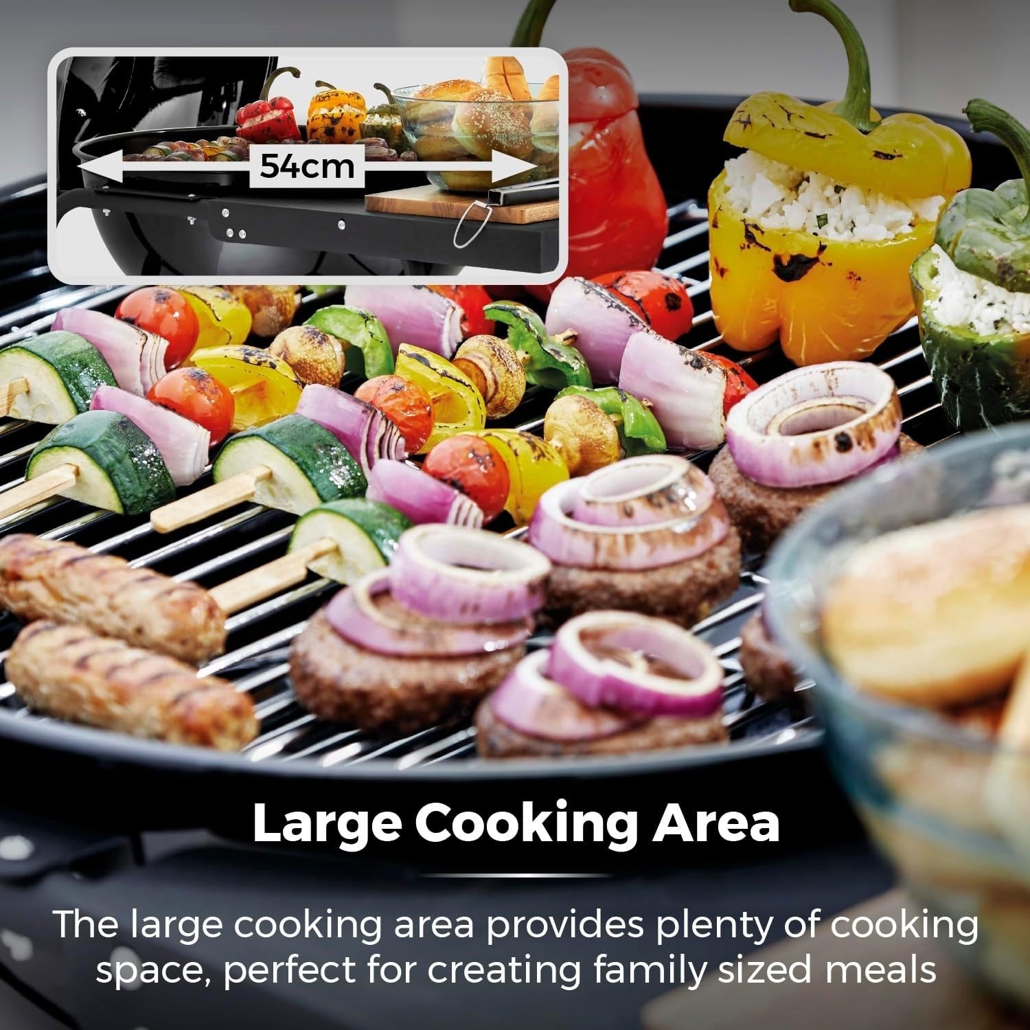 Charcoal BBQ Grill with Side Table & Thermometer – Portable Garden Barbecue