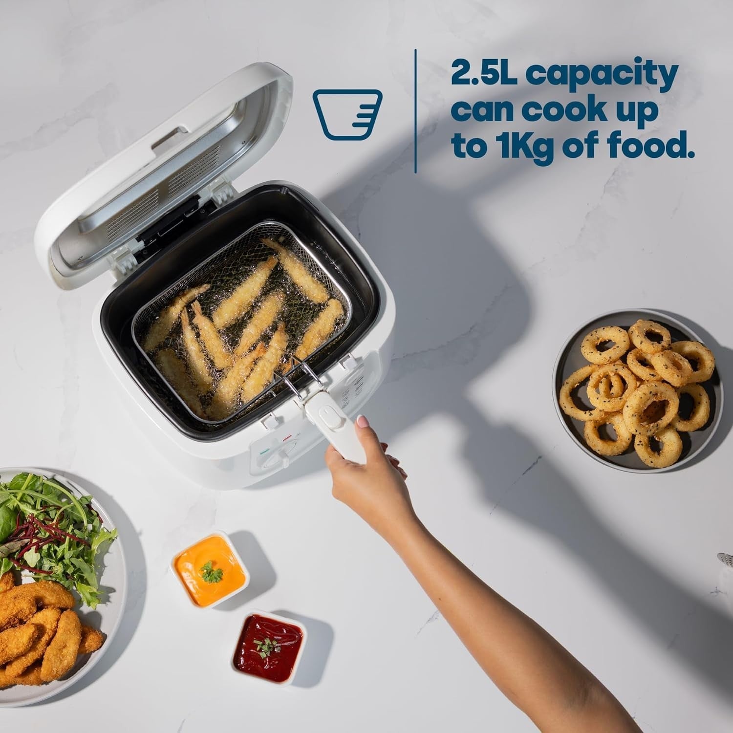Electric Deep Fat Fryer 2.5L Non-Stick Oil Cooker with Viewing Window