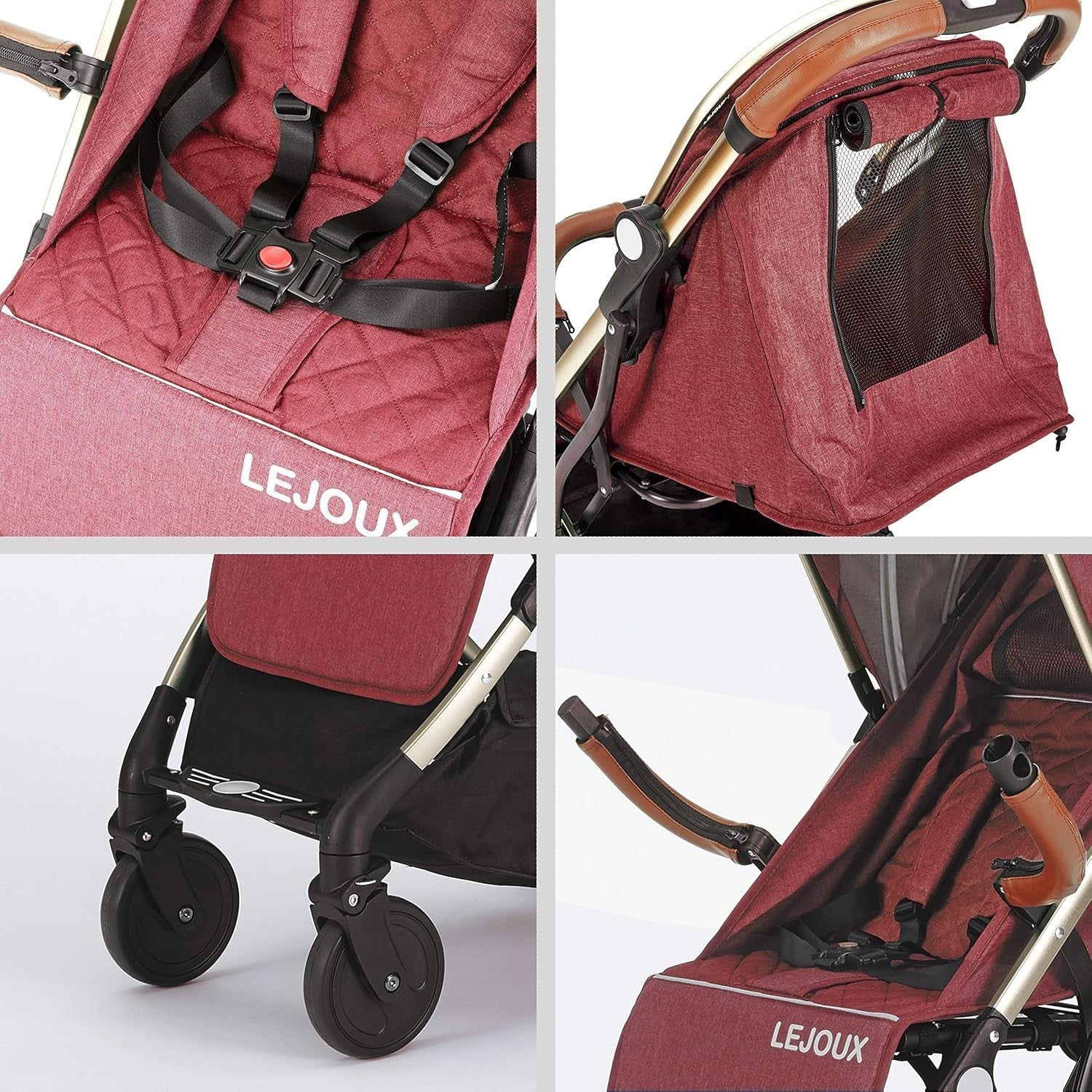 Lightweight Baby Pushchair One-Hand Fold Travel Buggy Reclining Seat Red