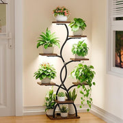 8 Tier Metal Plant Stand with Grow Lights, Tall Indoor Flower Shelf for Living