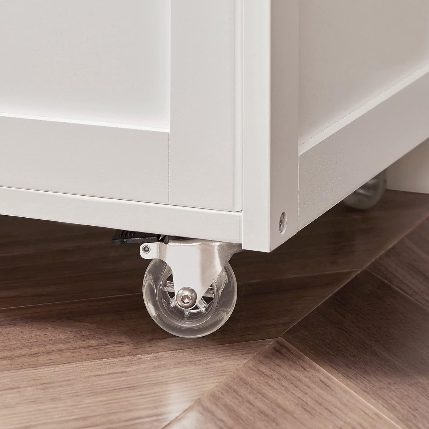 Kitchen Trolley on Wheels Storage Cart with Wine Rack Drawer Wooden Top
