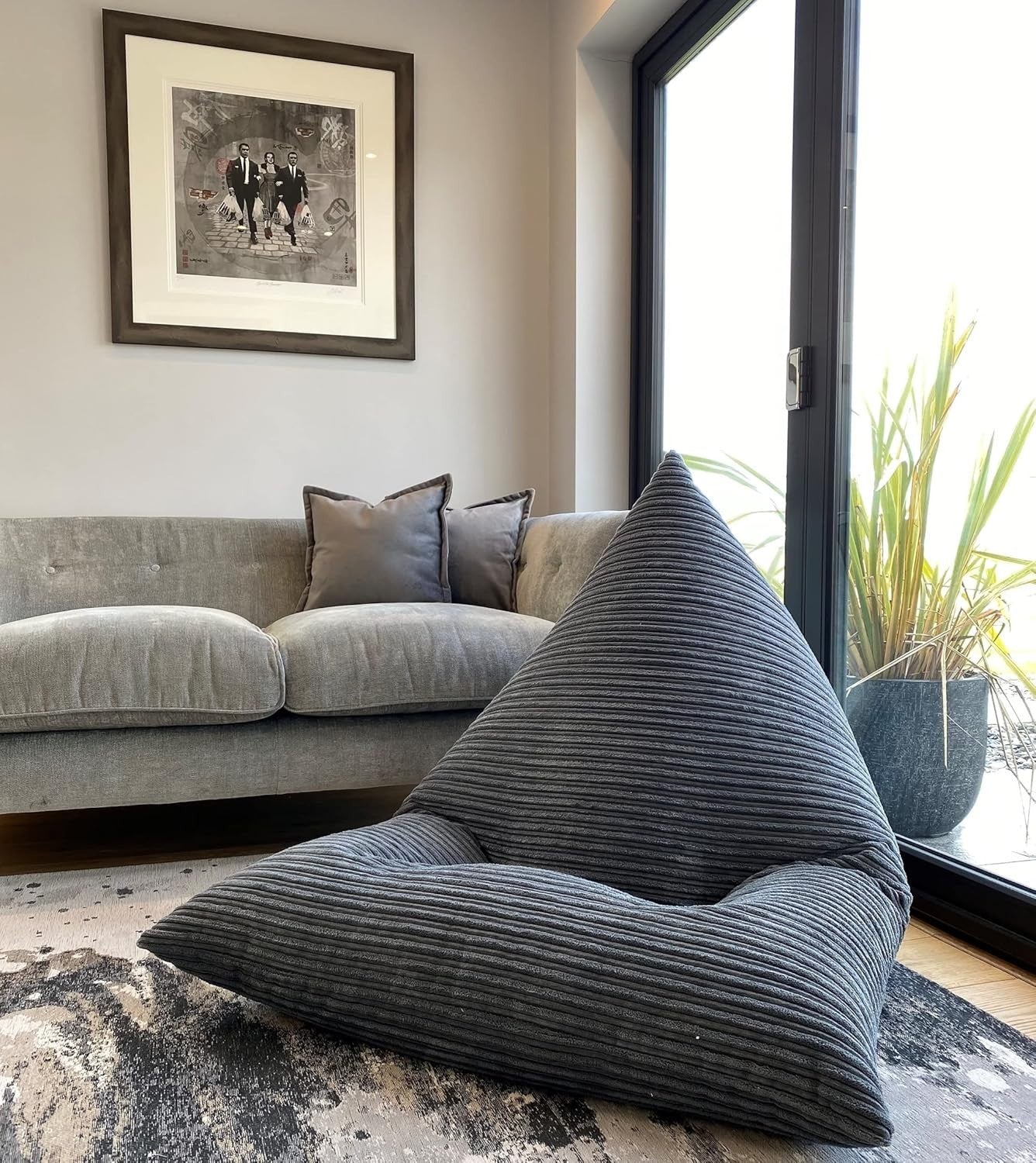 Jumbo Cord Bean Bag Chair Large Triangular Adult Lounge Seat Durable Comfort