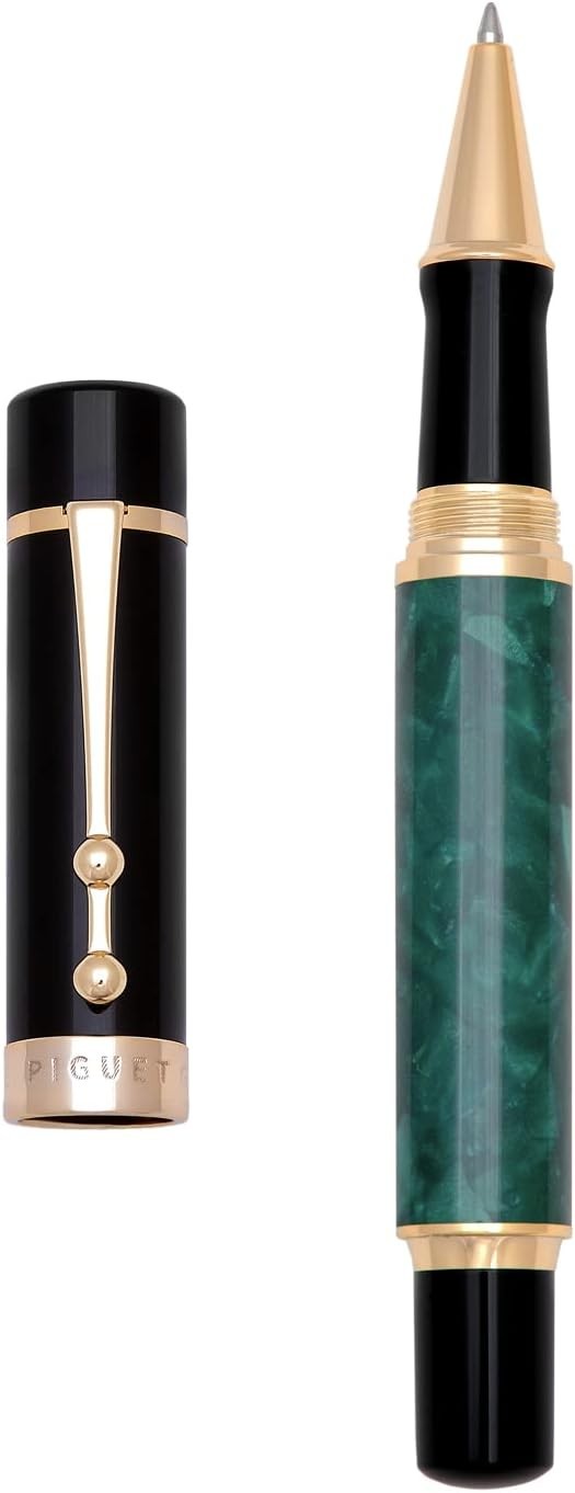 Luxury Rollerball Pen Marble Vert Set Medium Nib Smooth Writing Gift