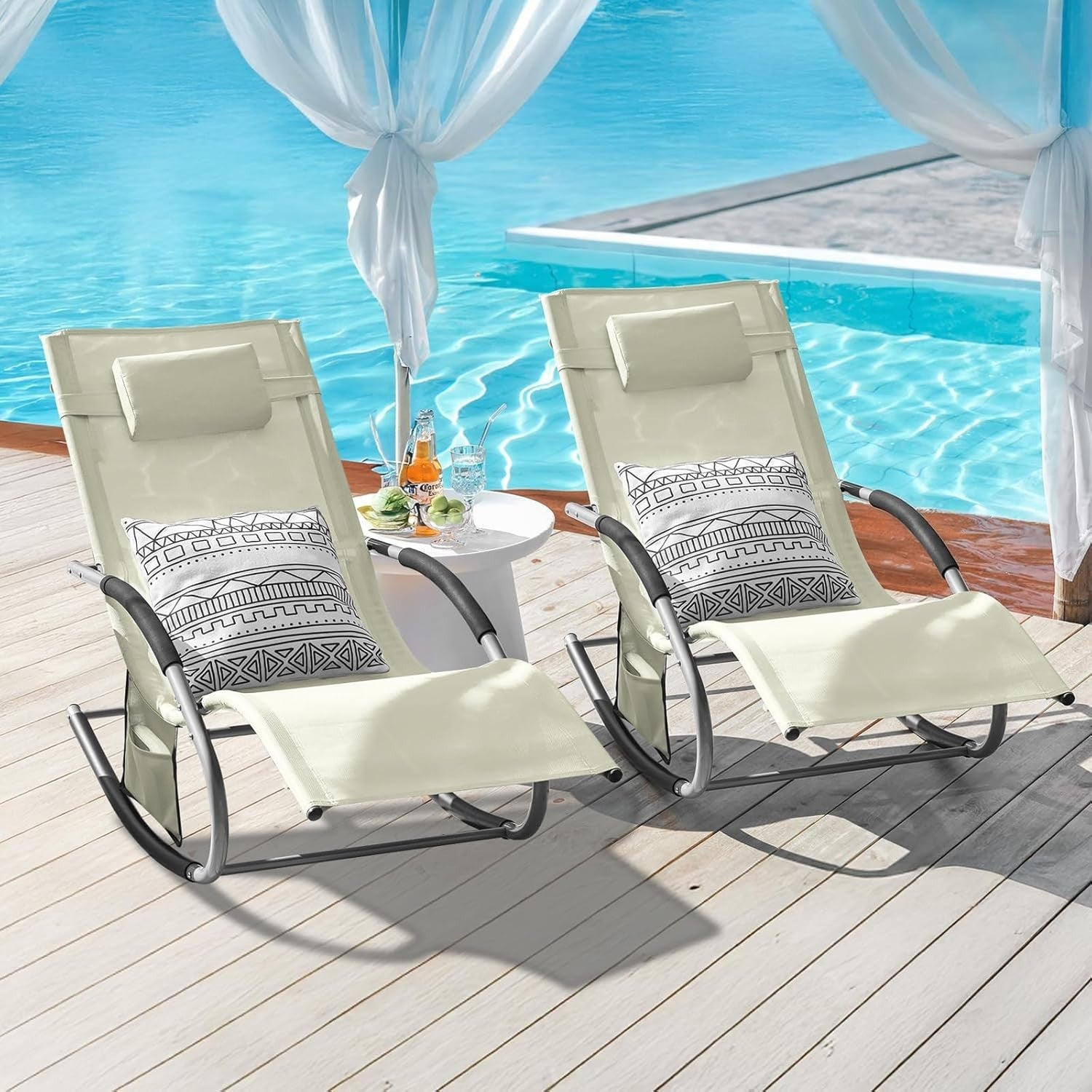 Outdoor Reclining Sun Lounger Chair with Cushioned Headrest & Side Pocket – Dura