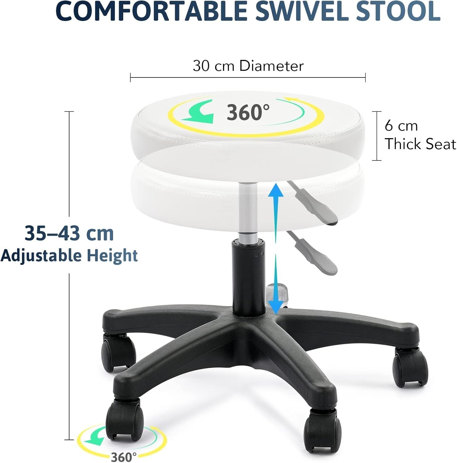 Adjustable 3-Section Beauty Massage Bed Steel Frame w/ Headrest Stool White