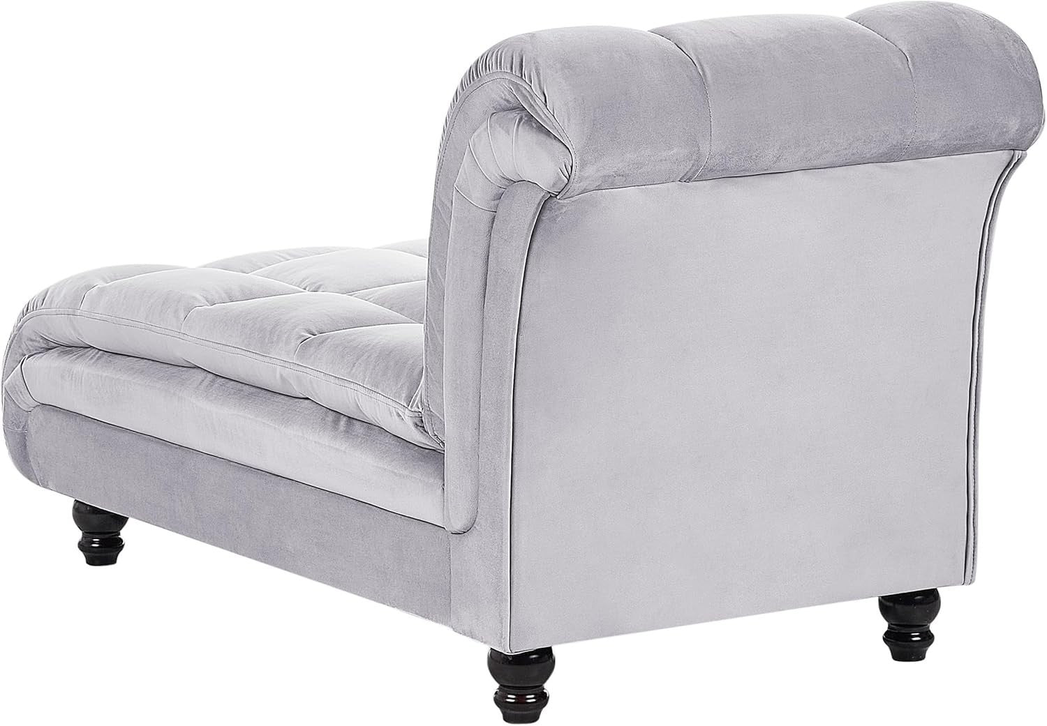 Modern Velvet Right Hand Chaise Lounge Grey Upholstery Black Legs