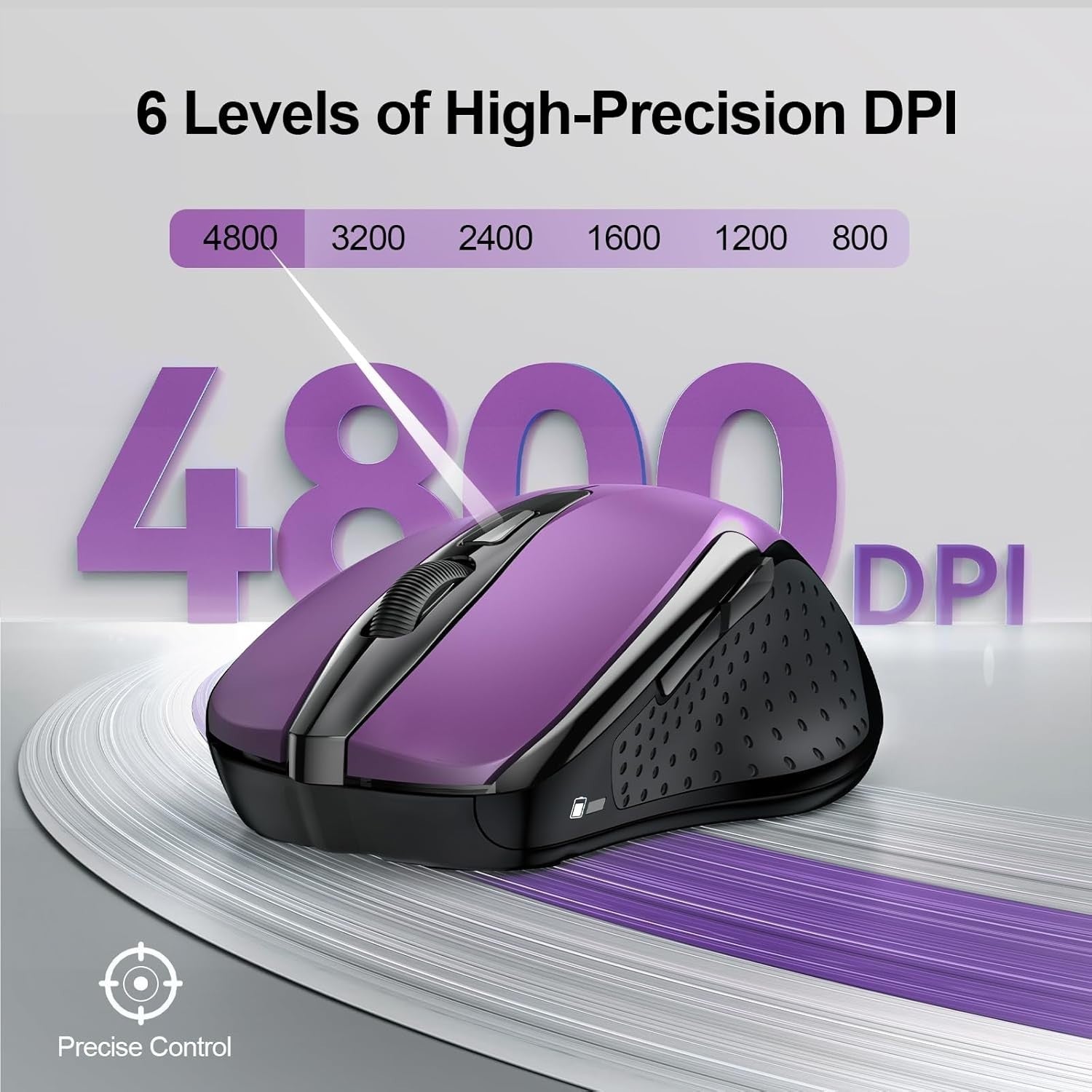 Quiet Bluetooth Wireless Mouse 4800DPI Ergonomic Rechargeable for Laptop PC