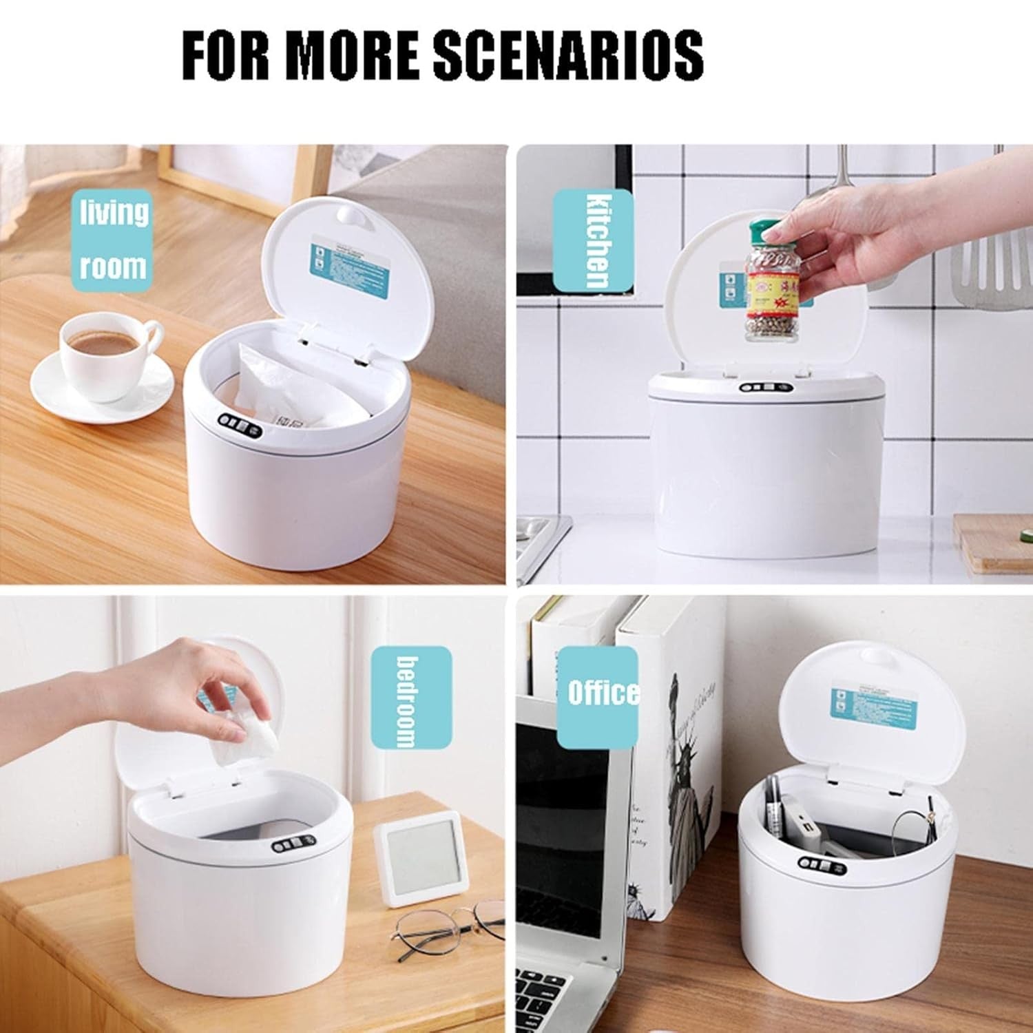 3L Smart Sensor Trash Can White USB Rechargeable Touchless