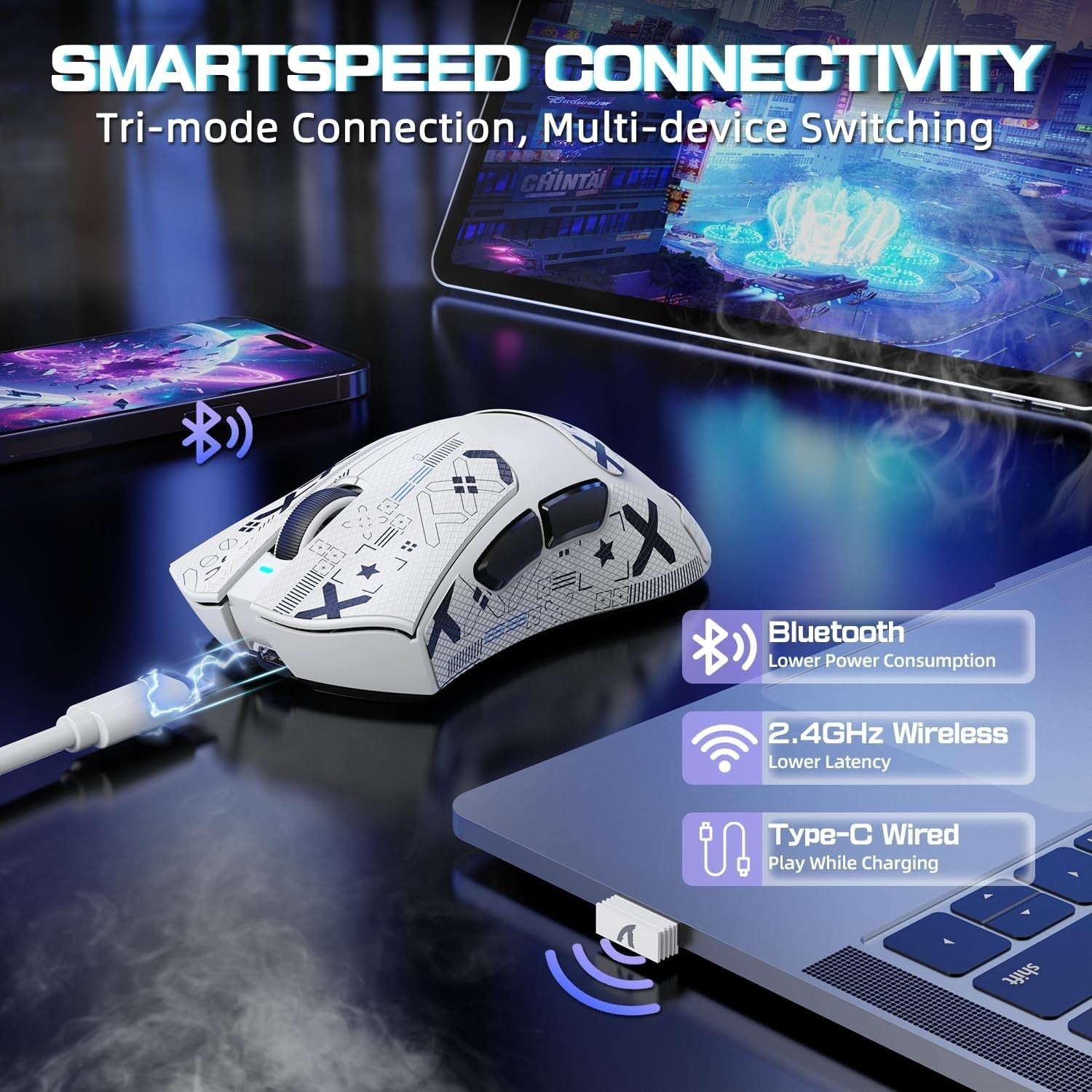 Wireless Gaming Mouse 25000 DPI 65g RGB Dock 100M Clicks
