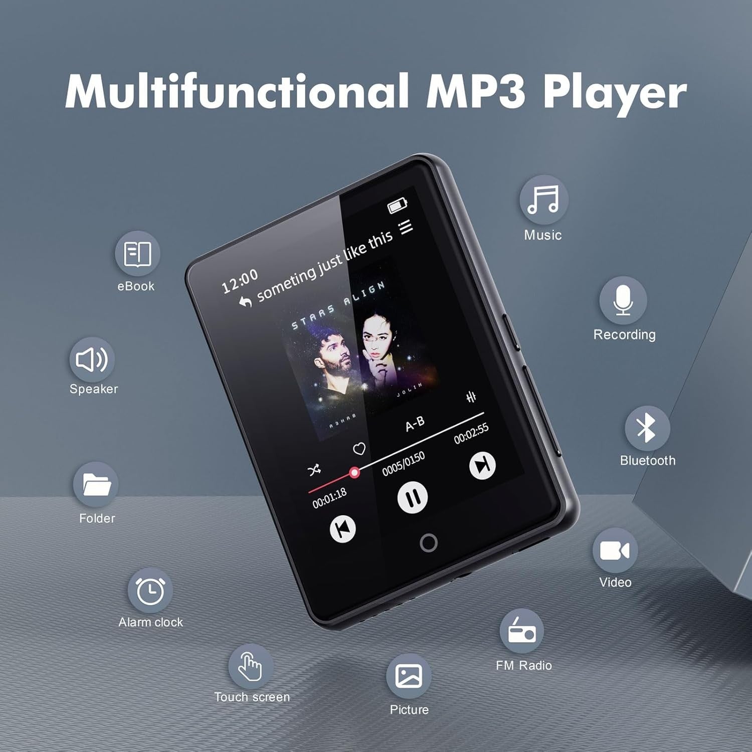 Bluetooth 5.3 64GB Touchscreen MP3 Player for Kids w/ Speaker & FM Radio
