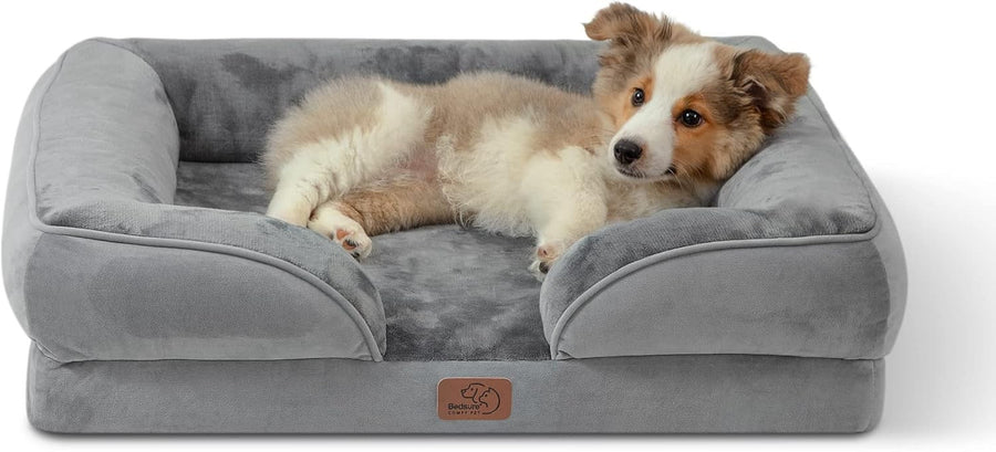 Medium Orthopedic Dog Bed 71x58cm Washable Grey