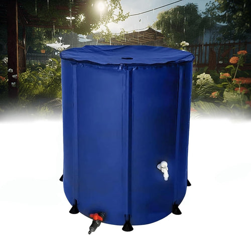 50L Foldable Rain Barrel with Stand and Tap Outdoor Garden Water Collector Blue