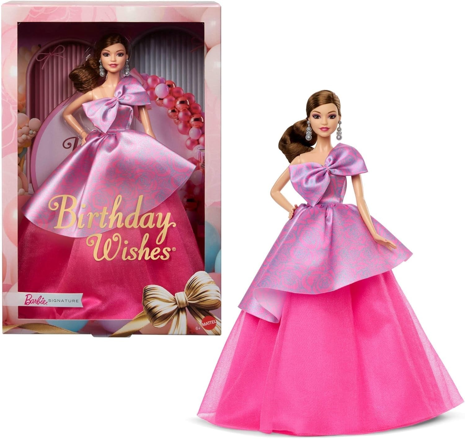 Collectible Birthday Fashion Doll Pink Satin Dress Gift Box Keepsake