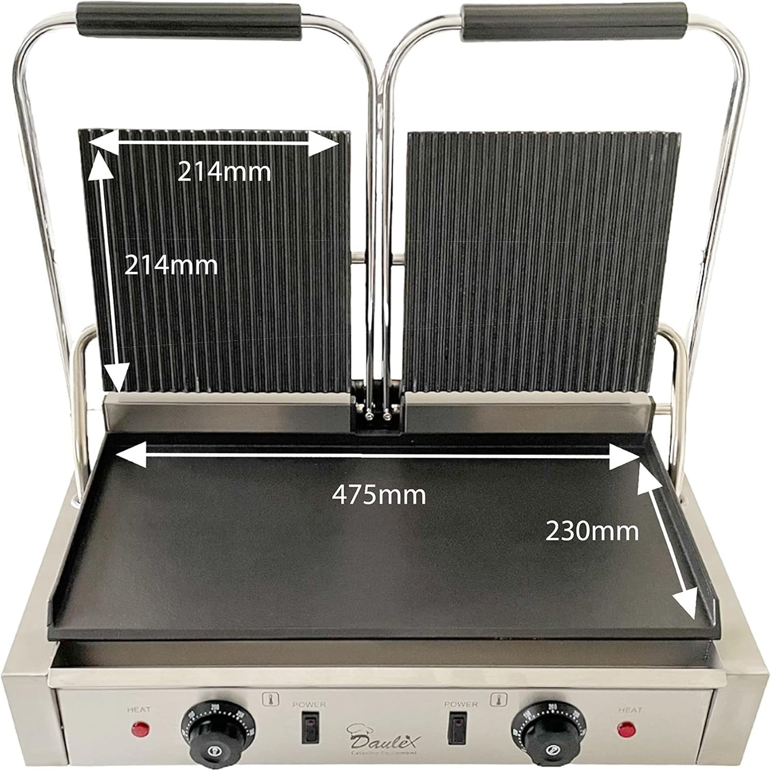 Double-Sided Panini Press 35x57x21cm Commercial Twin Contact Grill 3.6KW