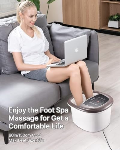 Electric Foot Spa Massager with Heat, Auto Rollers & Adjustable Timer