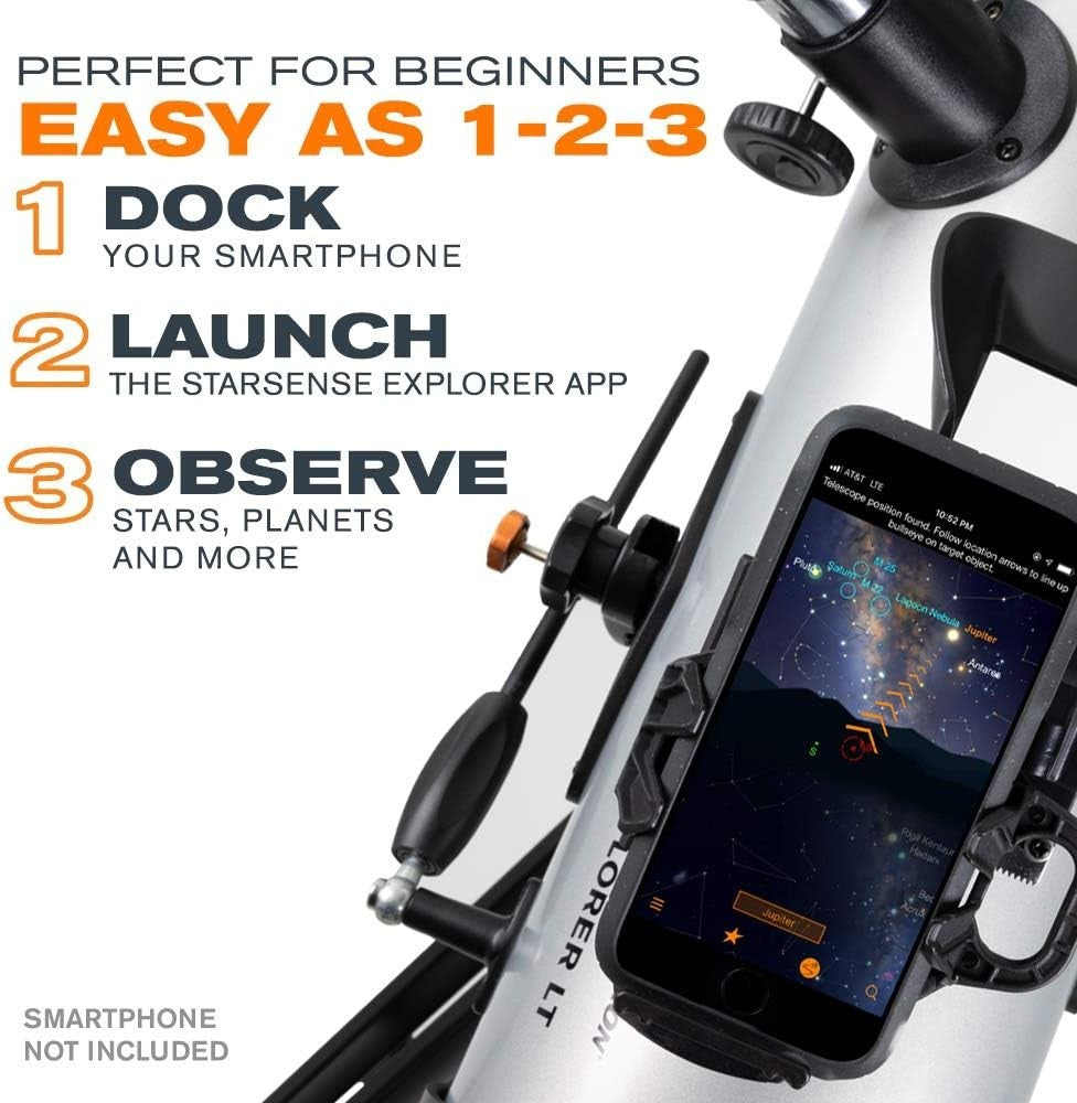 114mm Smartphone-Guided Telescope, StarSense App, Red Dot Finderscope, Black