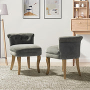 Set of 2 Grey Velvet Upholstered Vanity Chairs – Barrel Back Accent Seats