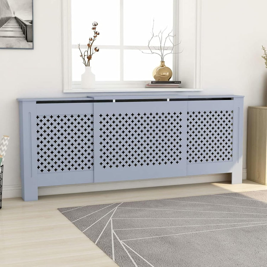 Grey Radiator Cover Cabinet | Large 205cm Modern MDF Heater Cover