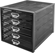5-Tier Black Wire Mesh Desk Organizer Tray for A4 Files & Documents
