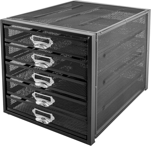 5-Tier Black Wire Mesh Desk Organizer Tray for A4 Files & Documents