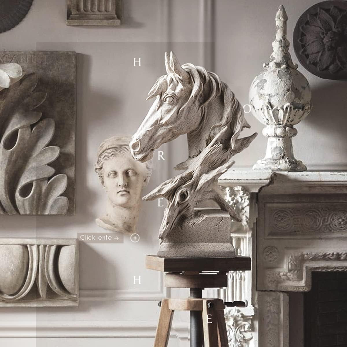 Sandstone Horse Head Sculpture • 30cm Resin Statue • Modern Luxury Home Decor