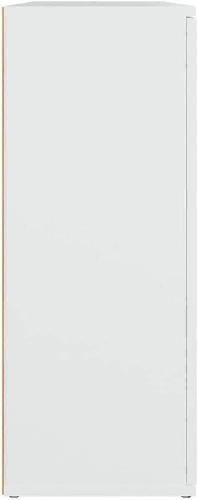Modern White Engineered Wood Sideboard Storage Cabinet with Drawers & Doors