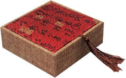 Red Tassel Jewelry Box Chinese Style | Vintage Fabric Case | Gift Storage 12x4cm