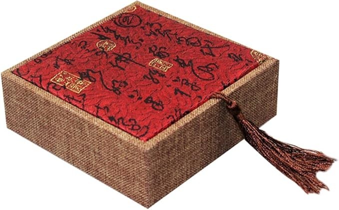 Red Tassel Jewelry Box Chinese Style | Vintage Fabric Case | Gift Storage 12x4cm