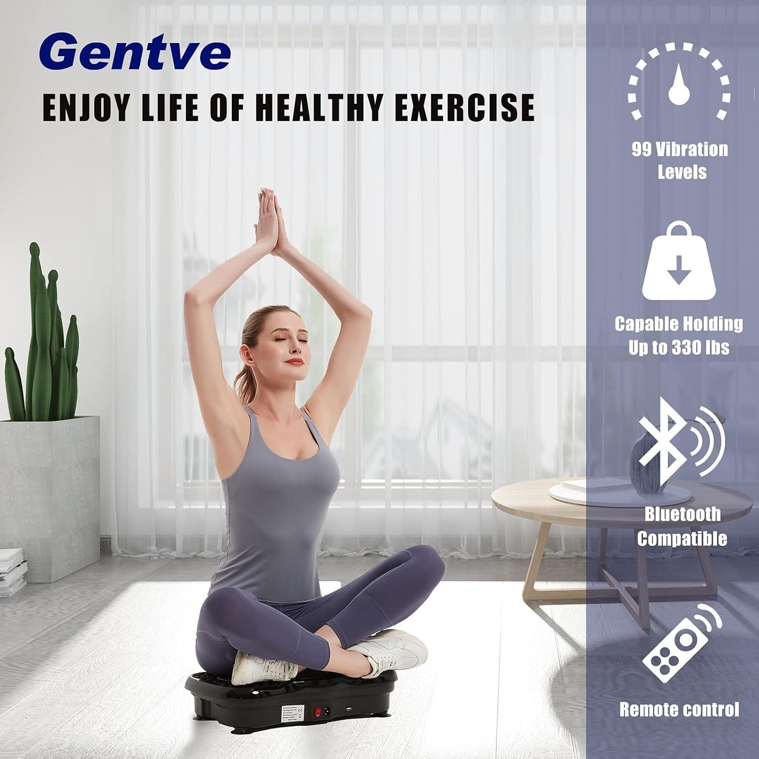 Vibration Plate Exercise Machine 99 Levels Bluetooth Remote 330lb