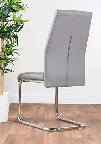 Modern 6-Seater Glass Dining Table Set with Grey Faux Leather Chairs