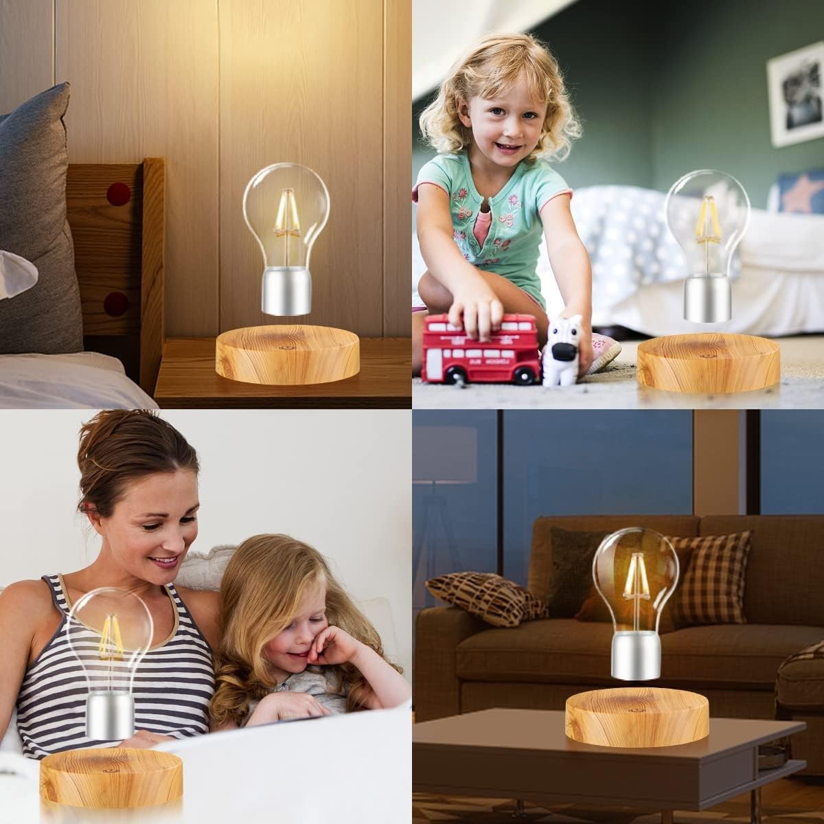 Floating Light Bulb Lamp Magnetic Levitating LED Touch Desk Night Light