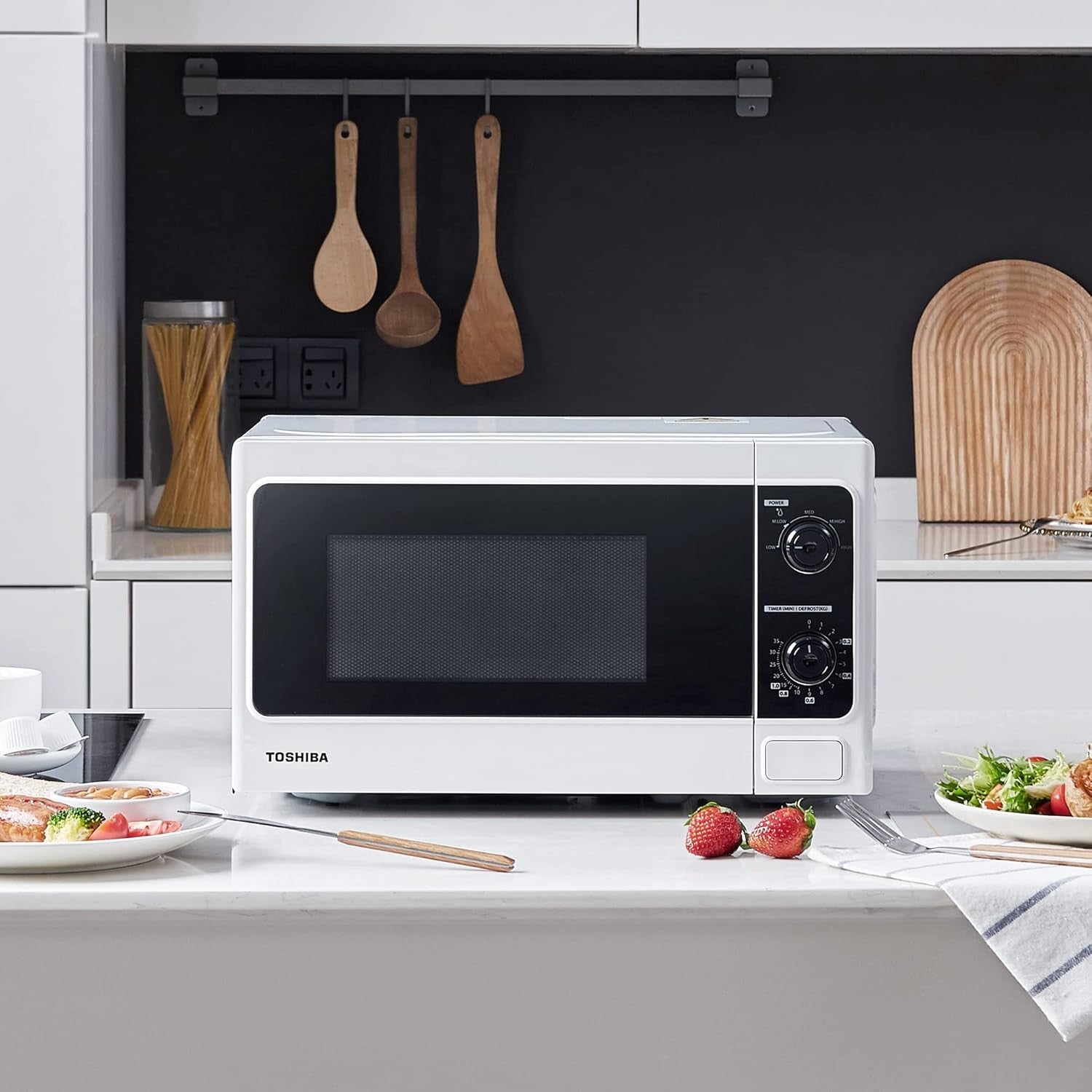 White 20L 800W Compact Microwave Oven Manual 5 Power Levels