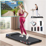 Under Desk Treadmill 2.2HP Foldable Running Machine LED Display Bluetooth