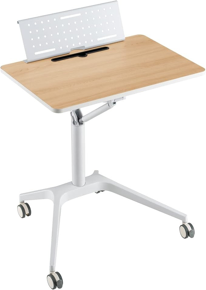 Height Adjustable Standing Desk Mobile Laptop Table Sit Stand Wheels